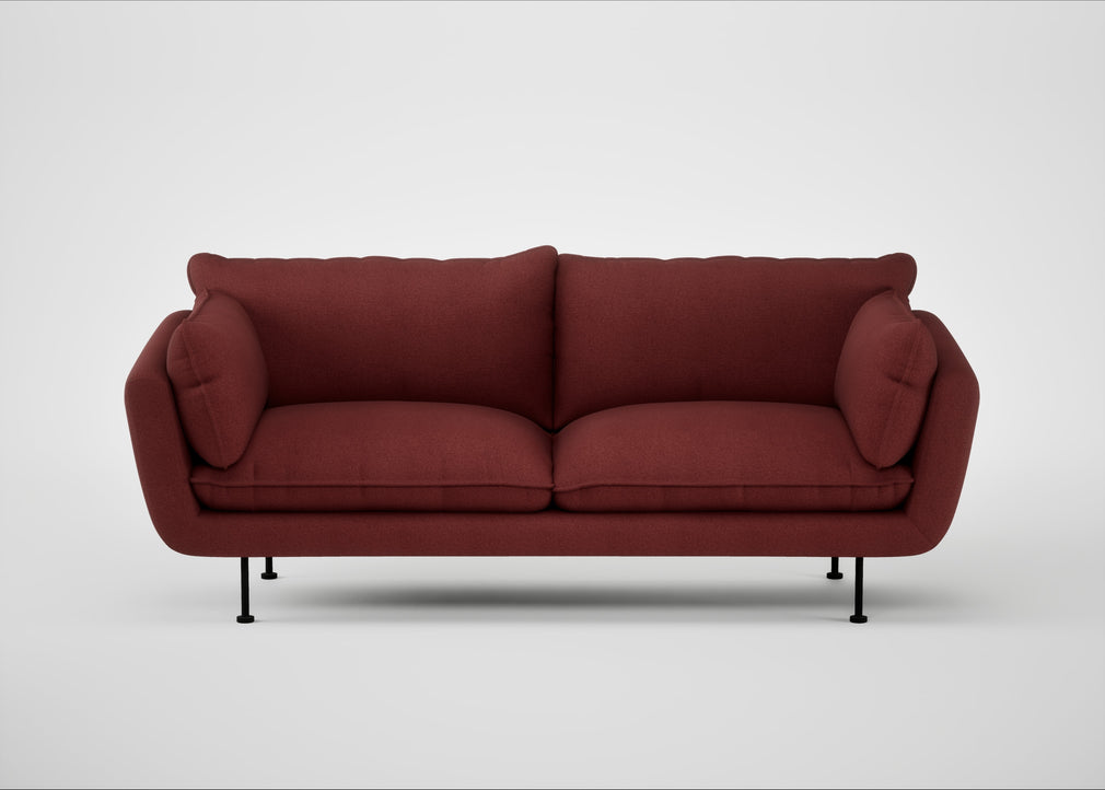Allora 3 Seater Sofa Capelo Linen-Cotton Etruscan Red / Black