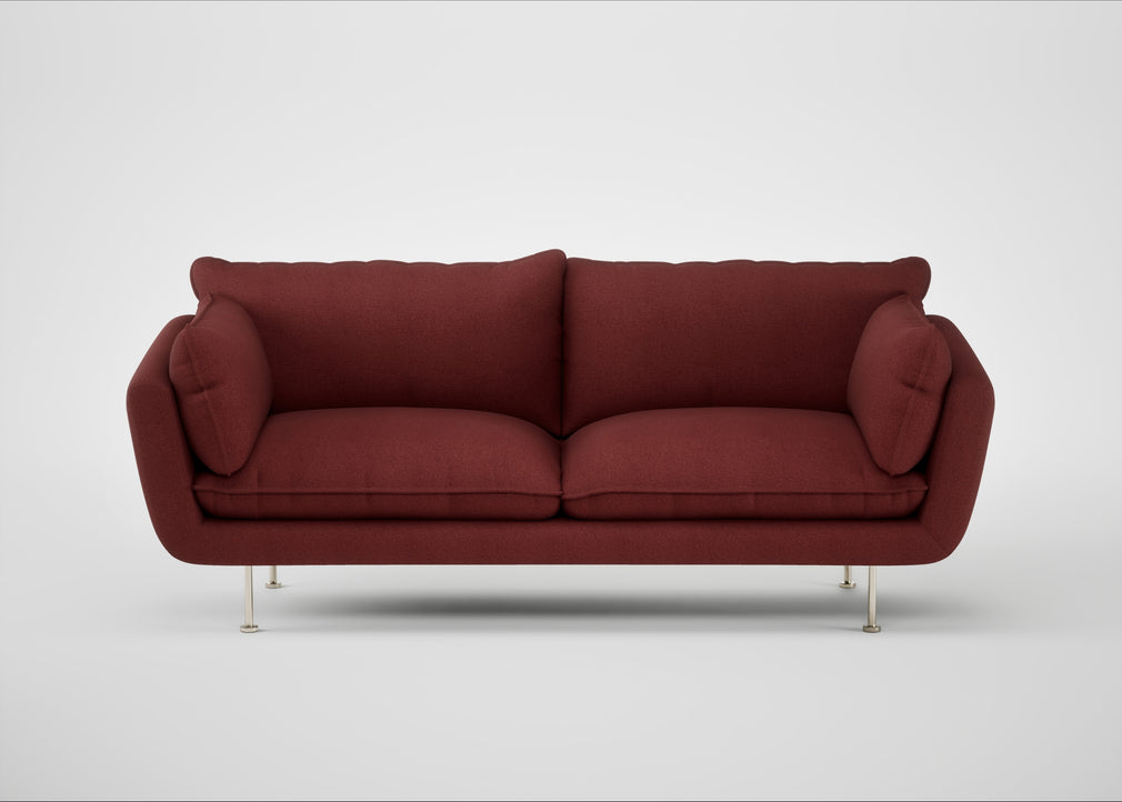 Allora 3 Seater Sofa Capelo Linen-Cotton Etruscan Red / Stainless Steel