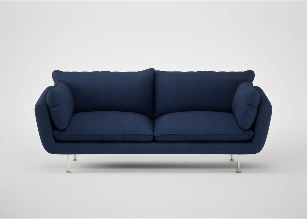 Allora 3 Seater Sofa Capelo Linen-Cotton Inkspot / Stainless Steel