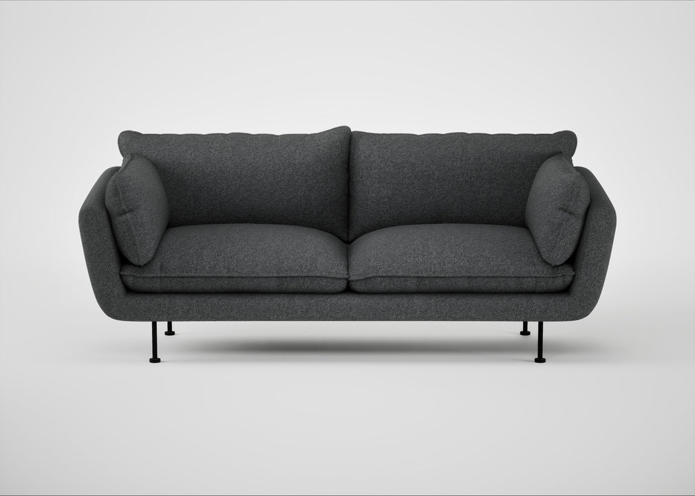 Allora 3 Seater Sofa Melton Wool Granite / Black