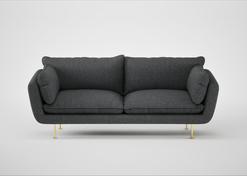 Allora 3 Seater Sofa Melton Wool Granite / Brass