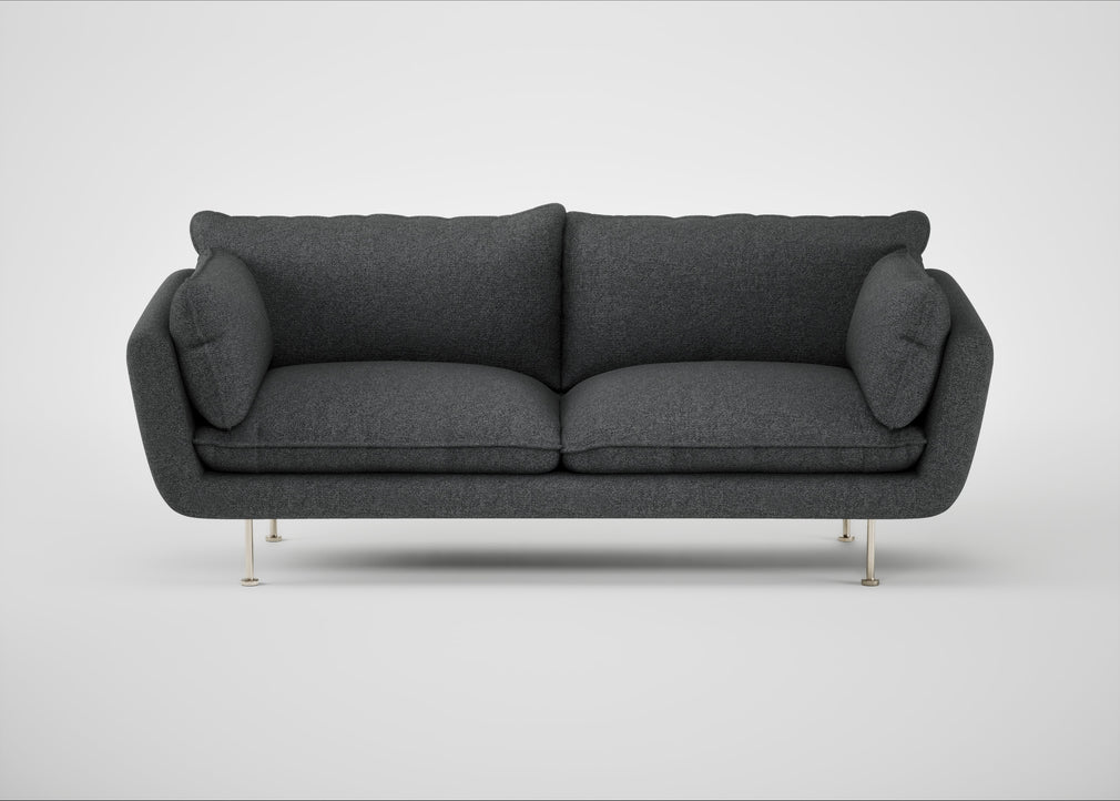 Allora 3 Seater Sofa Melton Wool Granite / Stainless Steel