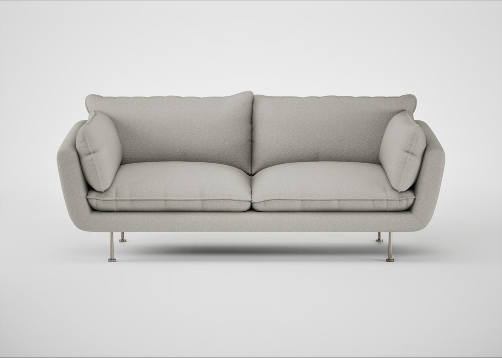 Allora 3 Seater Sofa Melton Wool Limestone / Stainless Steel