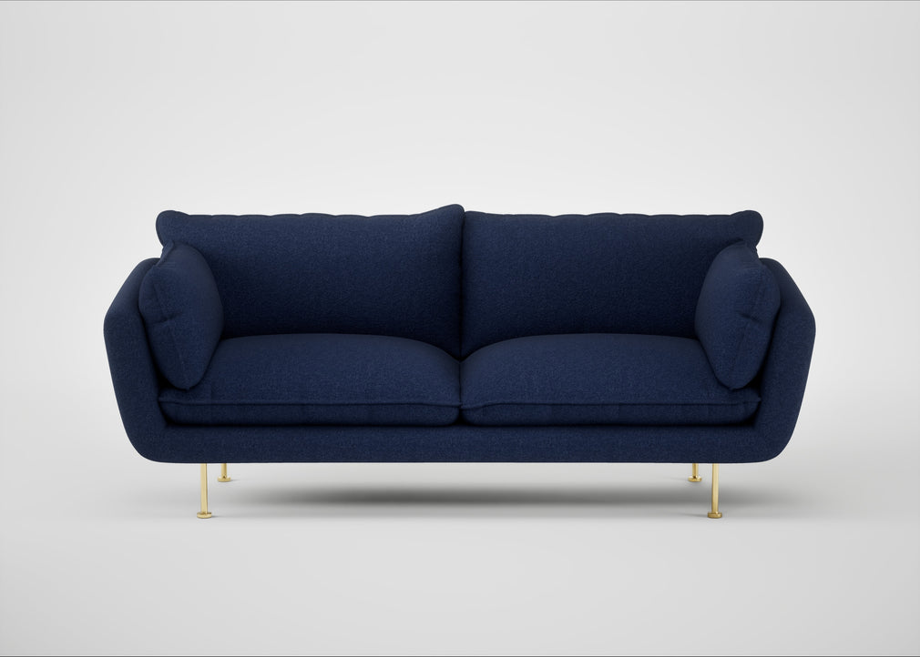Allora 3 Seater Sofa Melton Wool New Navy / Brass