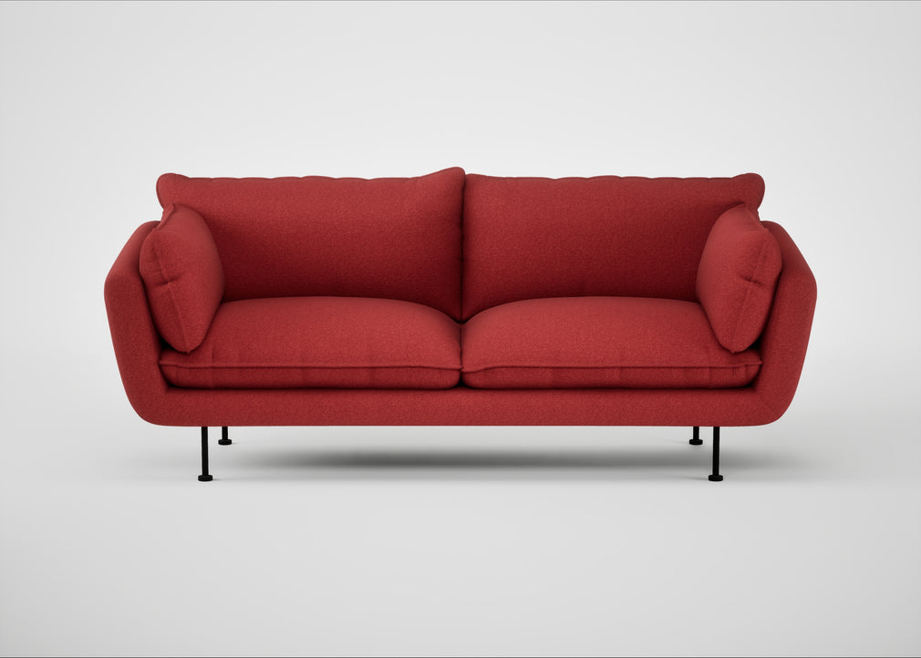 Allora 3 Seater Sofa Melton Wool Red Oxide / Black
