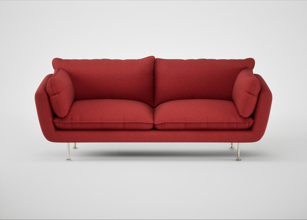 Allora 3 Seater Sofa Melton Wool Red Oxide / Stainless Steel