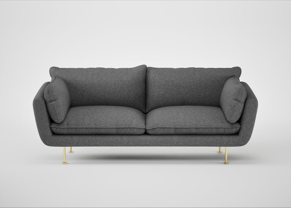 Allora 3 Seater Sofa Melton Wool Shale / Brass