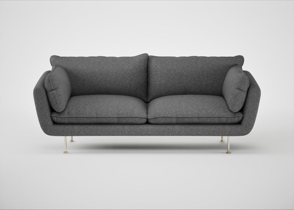 Allora 3 Seater Sofa Melton Wool Shale / Stainless Steel
