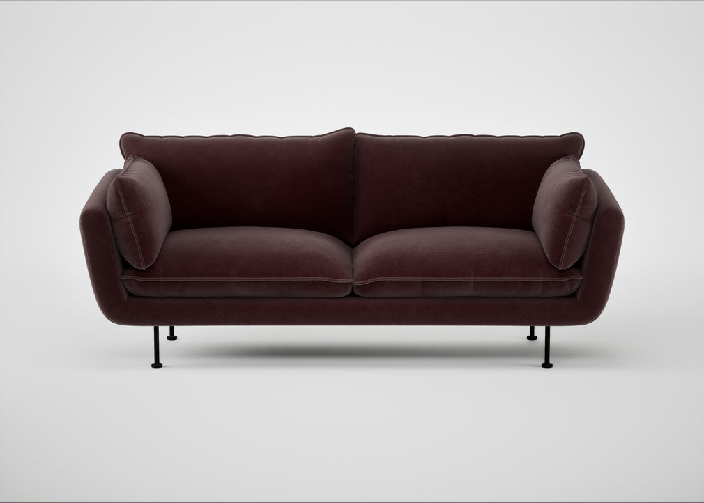 Allora 3 Seater Sofa Smart Luxe Velvet Acorn / Black