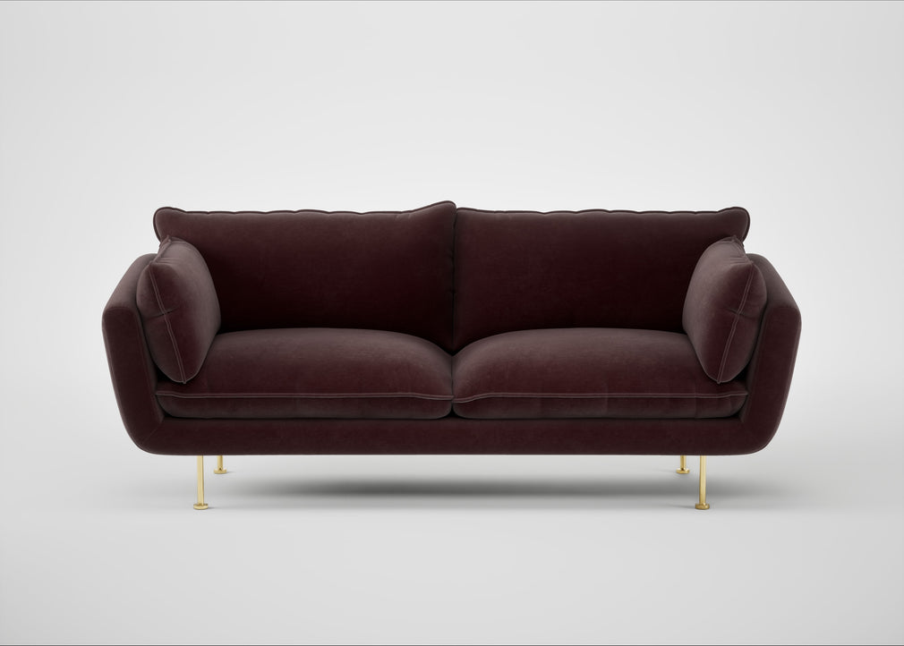 Allora 3 Seater Sofa Smart Luxe Velvet Acorn / Brass