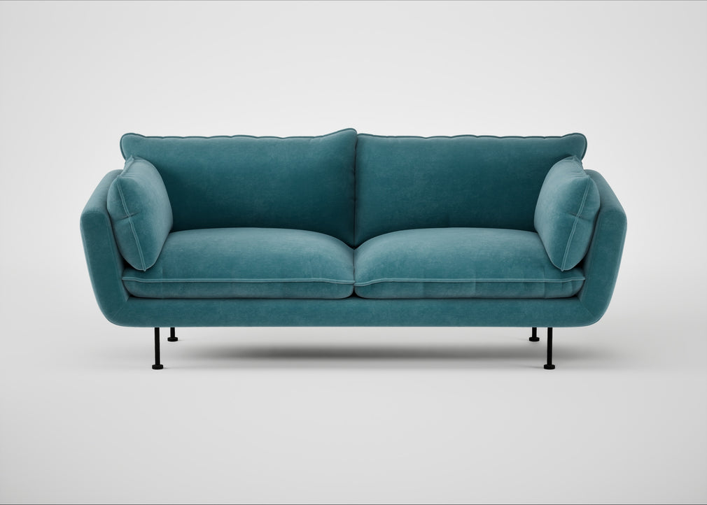 Allora 3 Seater Sofa Smart Luxe Velvet Airforce Blue / Black