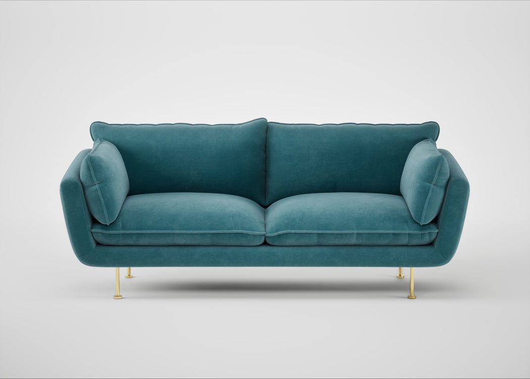 Allora 3 Seater Sofa Smart Luxe Velvet Airforce Blue / Brass