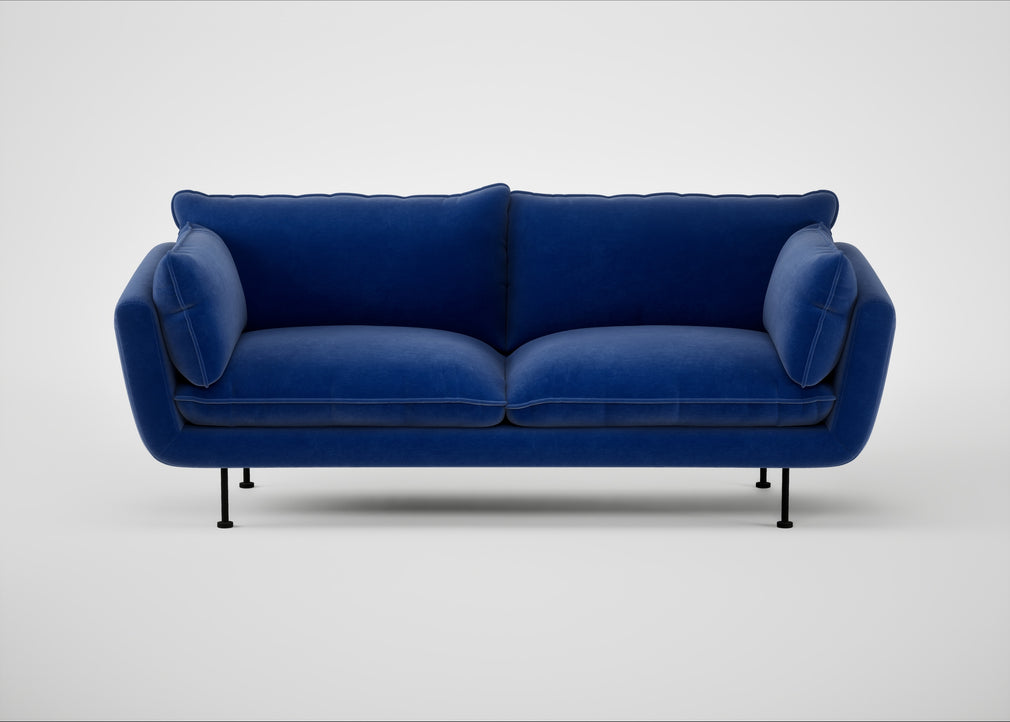 Allora 3 Seater Sofa Smart Luxe Velvet Azure / Black