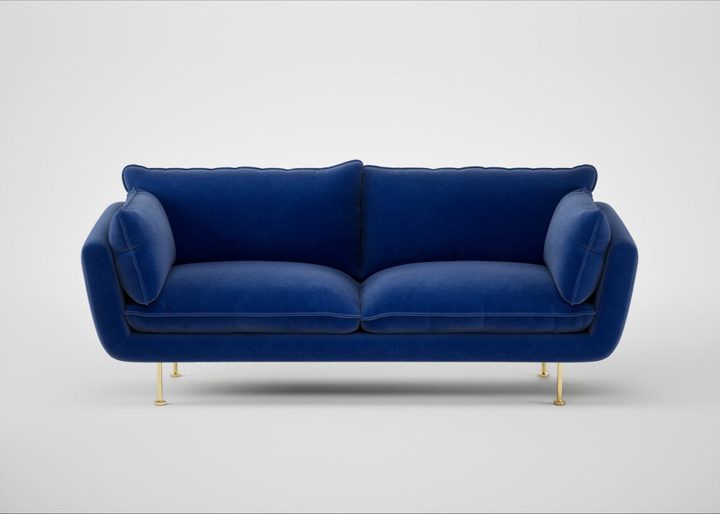 Allora 3 Seater Sofa Smart Luxe Velvet Azure / Brass