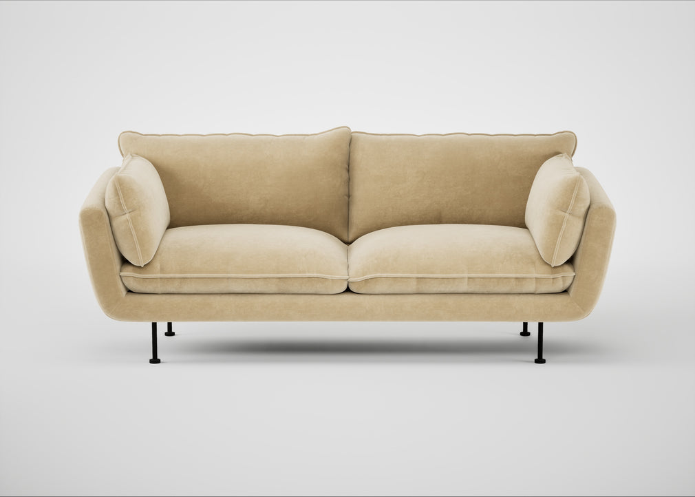 Allora 3 Seater Sofa Smart Luxe Velvet Biscuit / Black