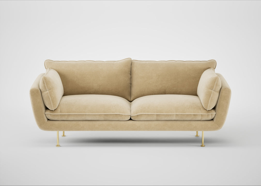 Allora 3 Seater Sofa Smart Luxe Velvet Biscuit / Brass