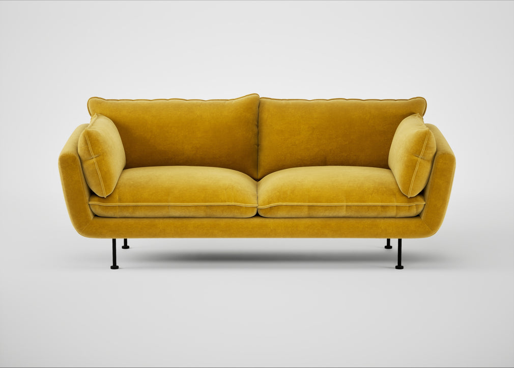 Allora 3 Seater Sofa Smart Luxe Velvet Canary / Black