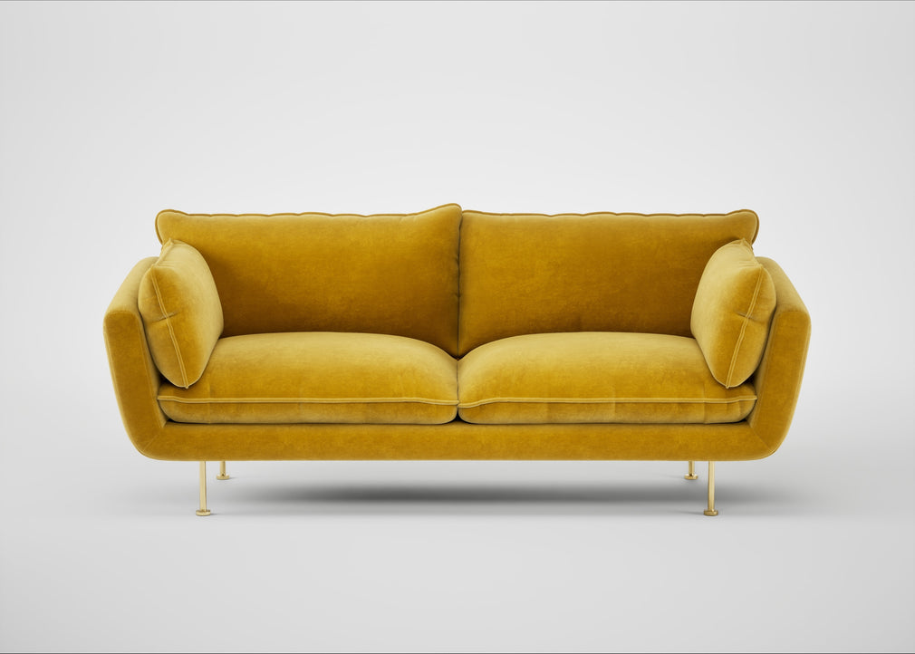 Allora 3 Seater Sofa Smart Luxe Velvet Canary / Brass