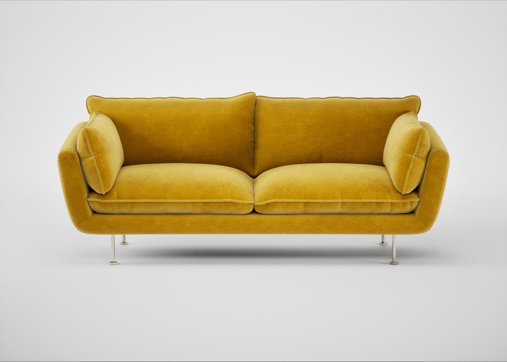 Allora 3 Seater Sofa Smart Luxe Velvet Canary / Stainless Steel