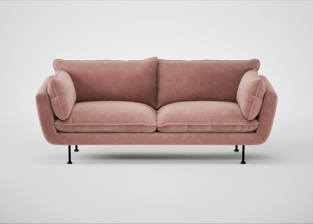 Allora 3 Seater Sofa Smart Luxe Velvet Dusky Pink / Black