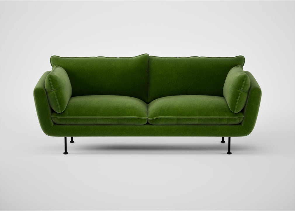 Allora 3 Seater Sofa Smart Luxe Velvet Grass / Black