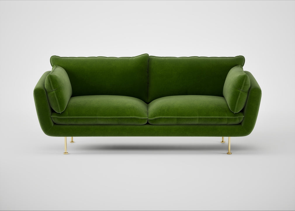 Allora 3 Seater Sofa Smart Luxe Velvet Grass / Brass