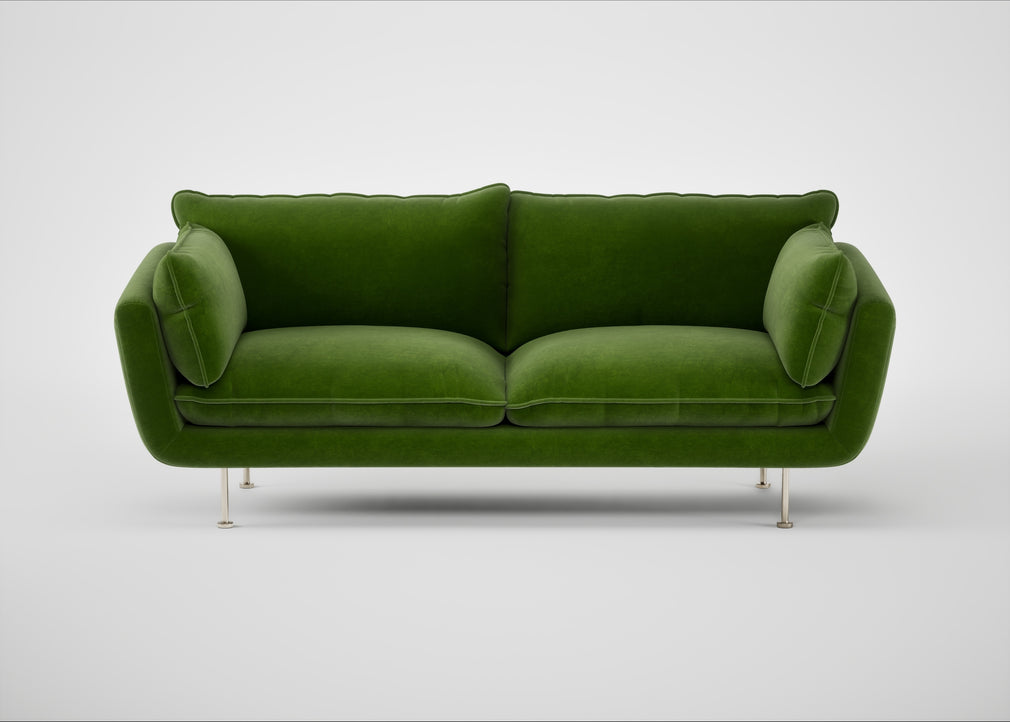 Allora 3 Seater Sofa Smart Luxe Velvet Grass / Stainless Steel