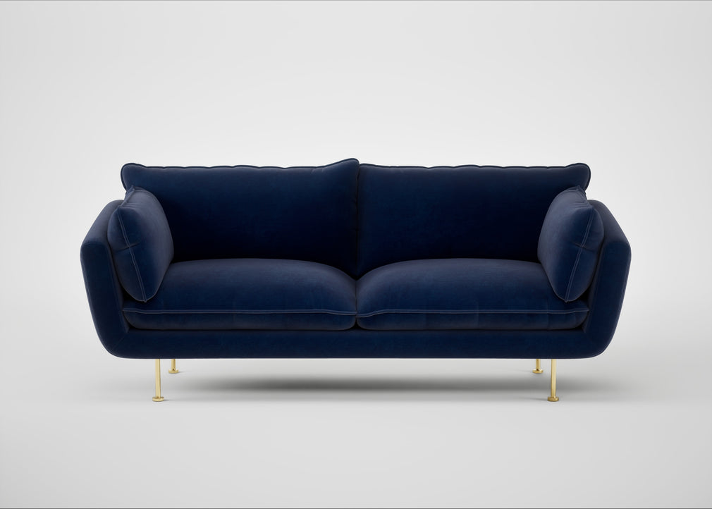 Allora 3 Seater Sofa Smart Luxe Velvet Midnight / Brass