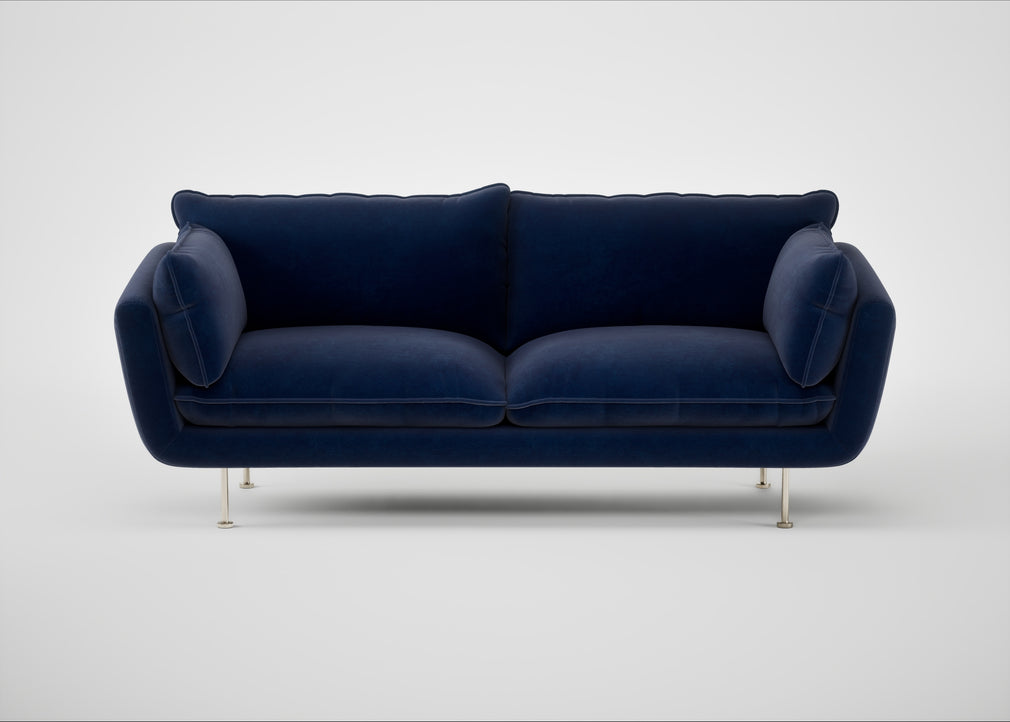 Allora 3 Seater Sofa Smart Luxe Velvet Midnight / Stainless Steel