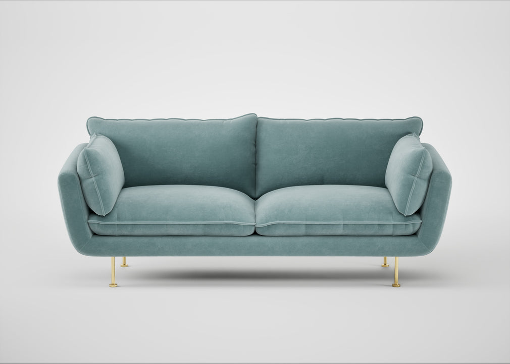 Allora 3 Seater Sofa Smart Luxe Velvet Mineral Blue / Brass