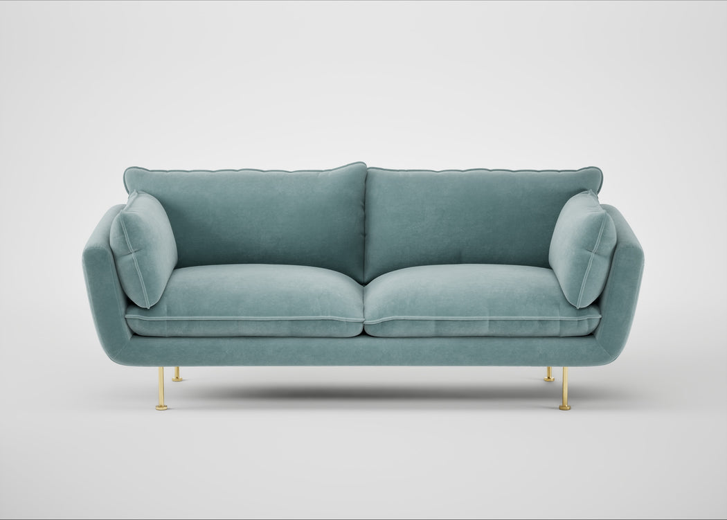 Allora 3 Seater Sofa Smart Luxe Velvet Mineral Blue / Brass