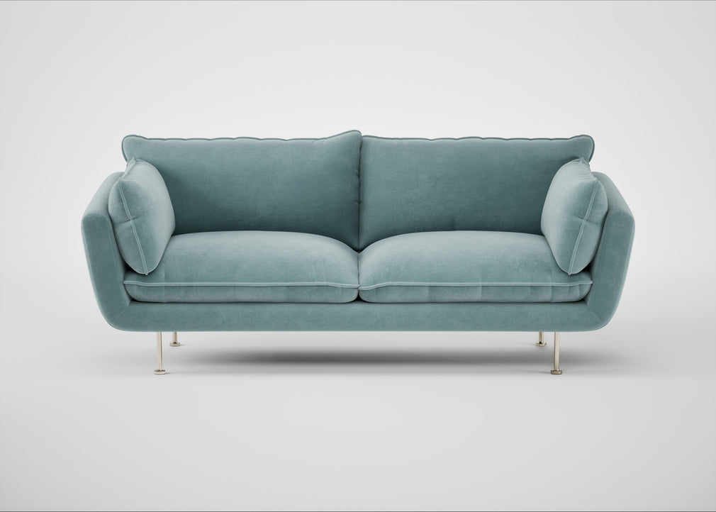 Allora 3 Seater Sofa Smart Luxe Velvet Mineral Blue / Stainless Steel