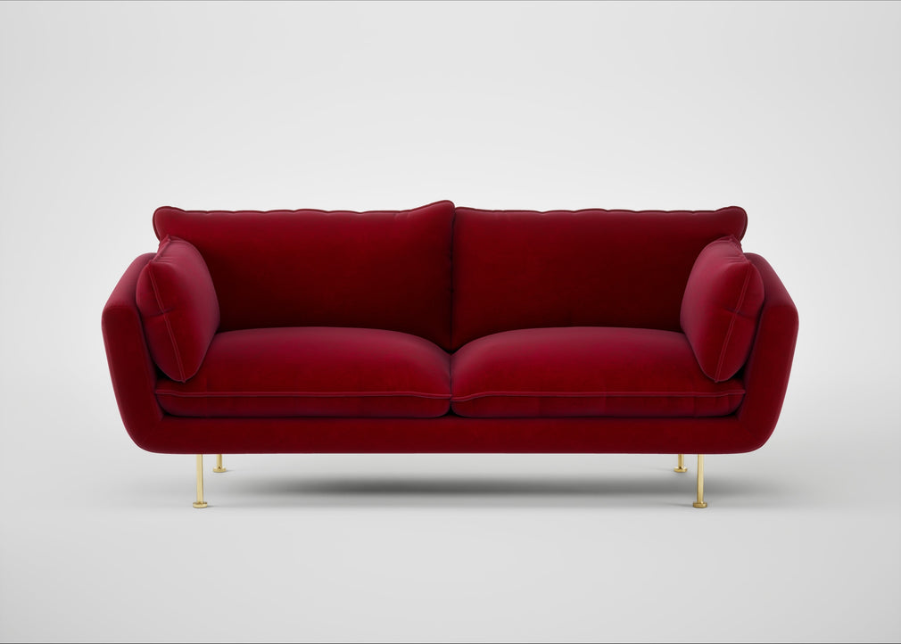 Allora 3 Seater Sofa Smart Luxe Velvet Mulberry / Brass