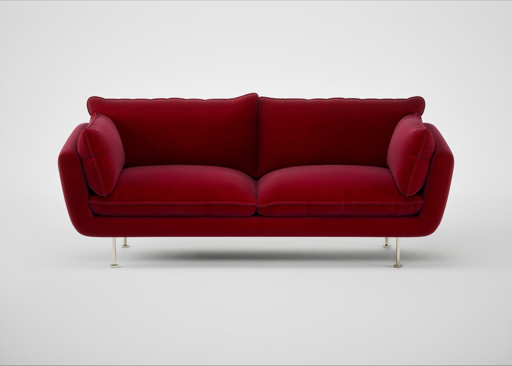 Allora 3 Seater Sofa Smart Luxe Velvet Mulberry / Stainless Steel