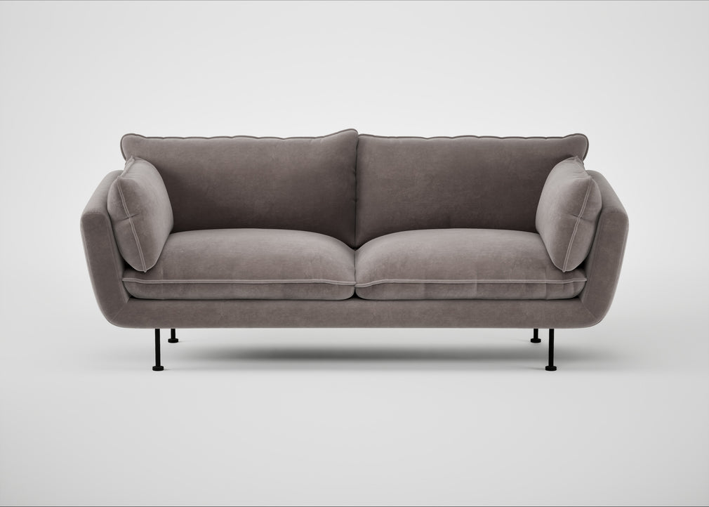 Allora 3 Seater Sofa Smart Luxe Velvet Mushroom / Black