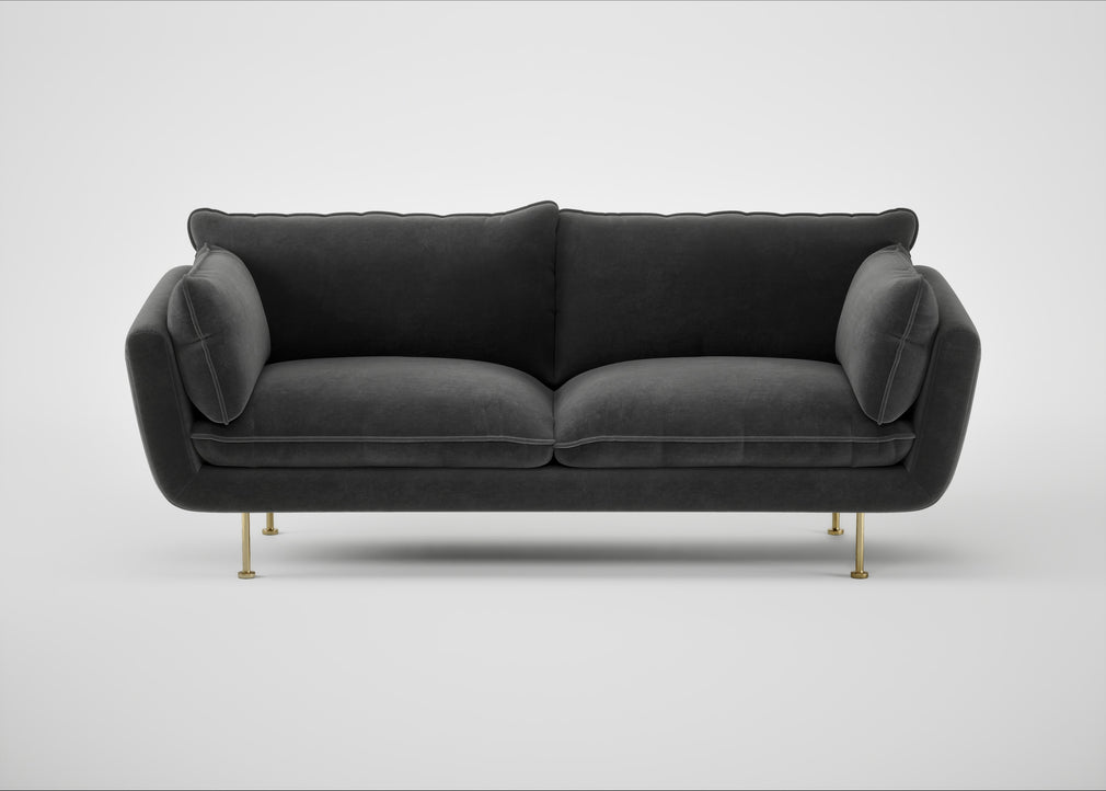 Allora 3 Seater Sofa Smart Luxe Velvet Nickel / Brass