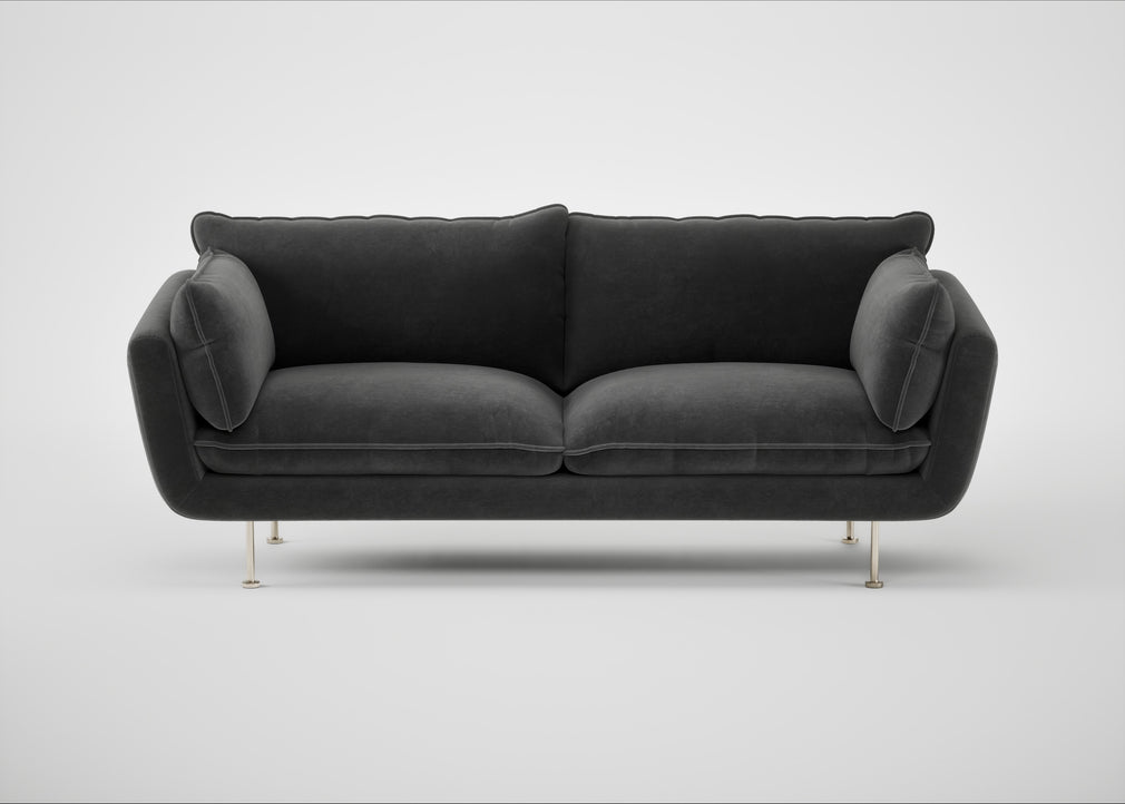Allora 3 Seater Sofa Smart Luxe Velvet Nickel / Stainless Steel