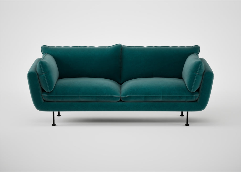 Allora 3 Seater Sofa Smart Luxe Velvet Ocean Green / Black