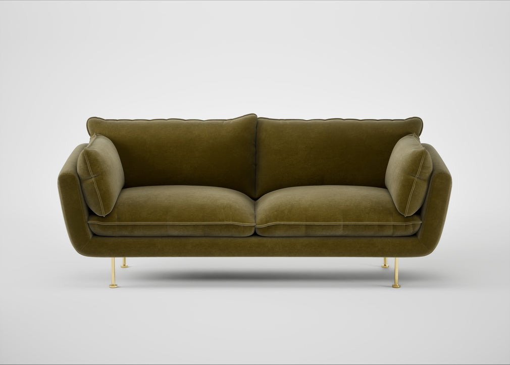 Allora 3 Seater Sofa Smart Luxe Velvet Peridot / Brass
