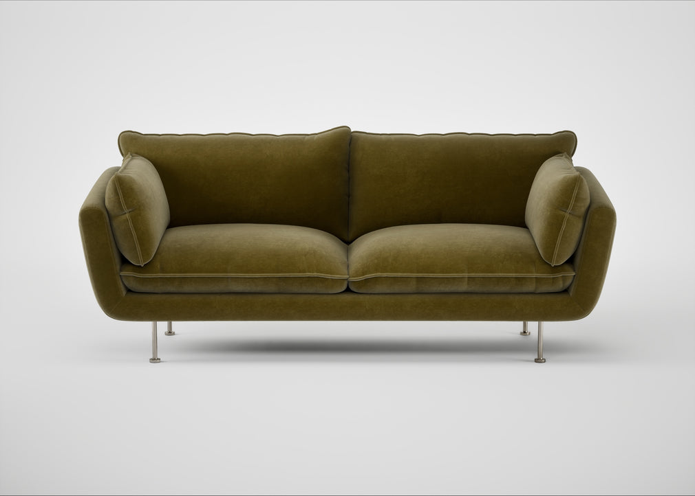 Allora 3 Seater Sofa Smart Luxe Velvet Peridot / Stainless Steel