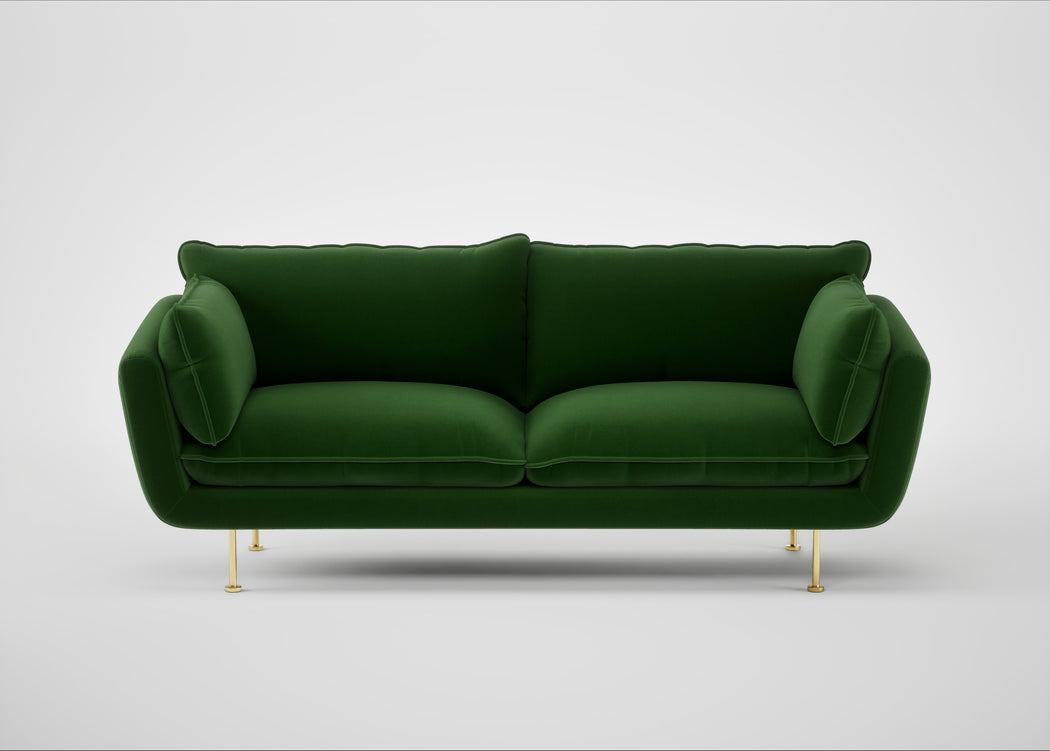 Allora 3 Seater Sofa Smart Velvet Forest / Brass
