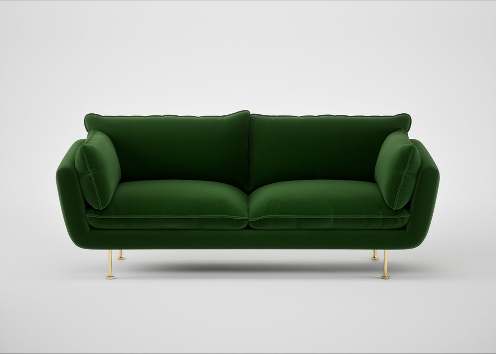 Allora 3 Seater Sofa Smart Velvet Forest / Brass