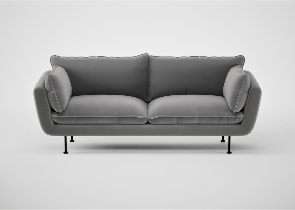 Allora 3 Seater Sofa Smart Velvet Mercury / Black