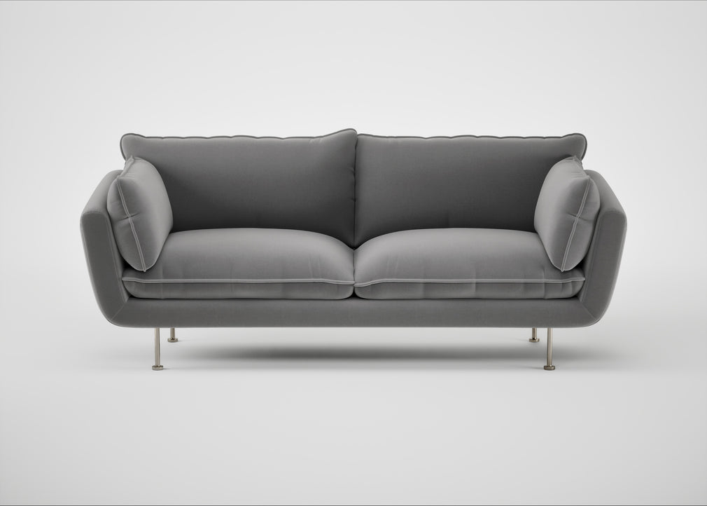 Allora 3 Seater Sofa Smart Velvet Mercury / Stainless Steel