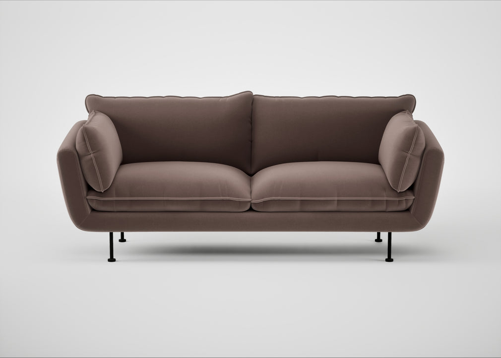 Allora 3 Seater Sofa Smart Velvet Mouse / Black
