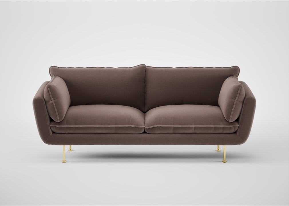 Allora 3 Seater Sofa Smart Velvet Mouse / Brass