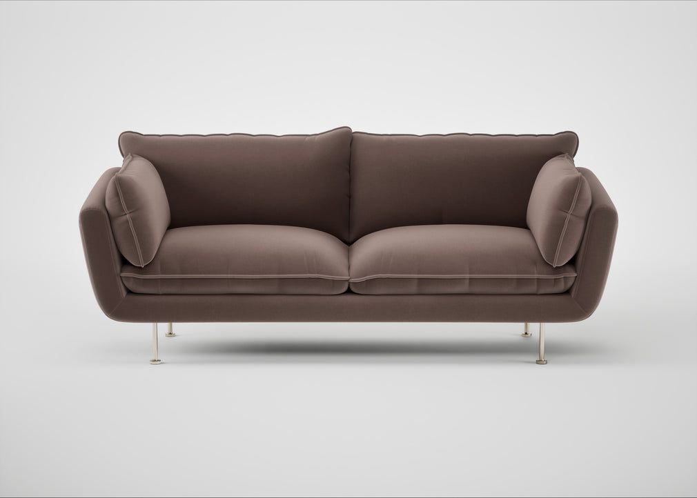 Allora 3 Seater Sofa Smart Velvet Mouse / Stainless Steel