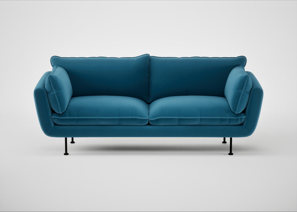 Allora 3 Seater Sofa Smart Velvet Ocean Blue / Black