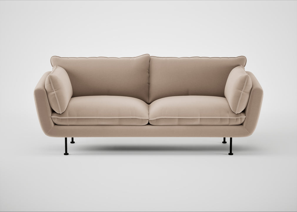 Allora 3 Seater Sofa Smart Velvet Pebble / Black