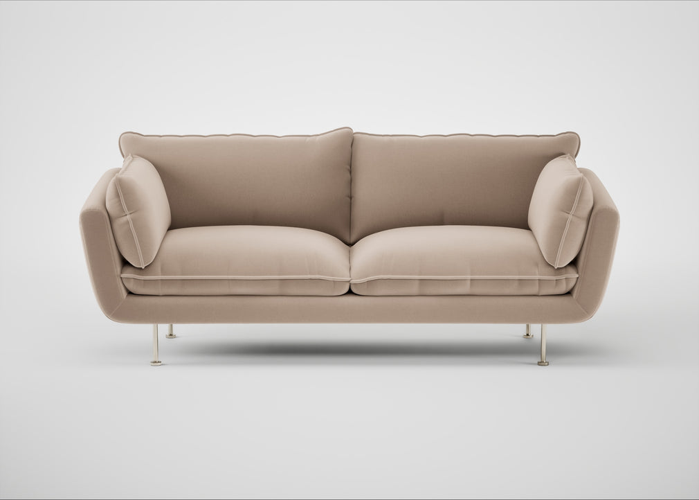 Allora 3 Seater Sofa Smart Velvet Pebble / Stainless Steel